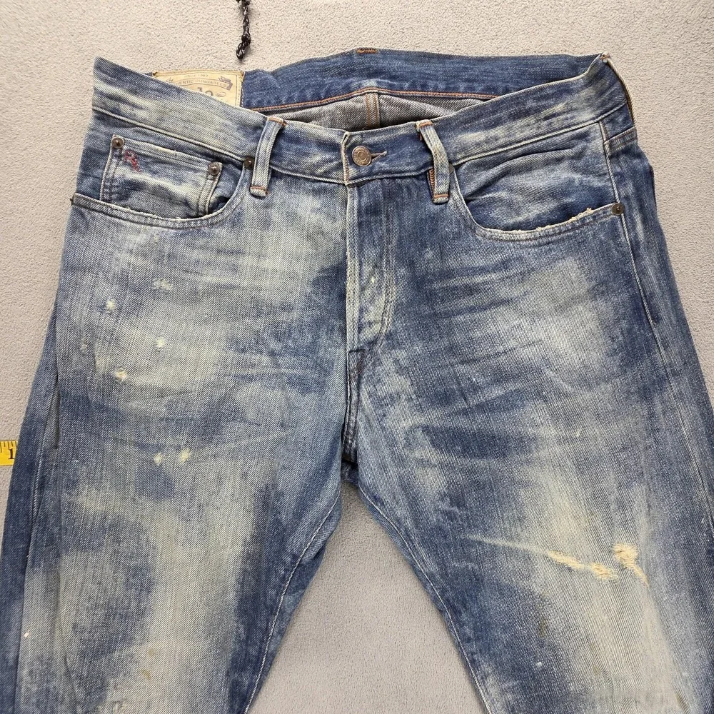 Polo Ralph Lauren Jeans Mens 32x32 Blue Selvedge Slim Straight Zip Fly